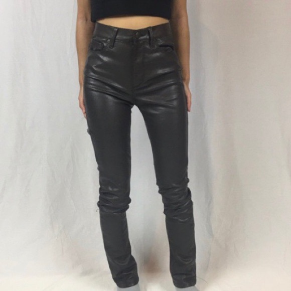 SOLD Brown Faux Leather Pants - Picture 2 of 2
